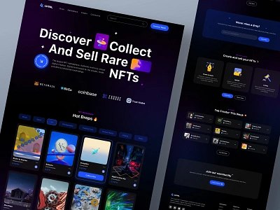 Luval NFT Marketplace bitcoin crypto cryptoart cryptocurrency dark darktheme exploration landing page marketplace nft nftmarketplace nfts token ui ui design ux ux design website