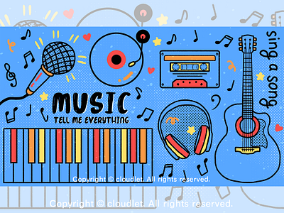 Music design doodle illustration