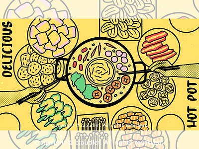 Delicious Hot Pot design doodle illustration