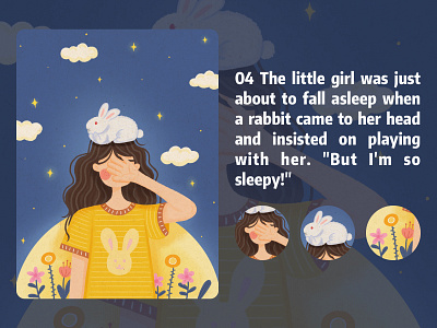 good night story4 girl goodnight illustration moon rabbit sleep