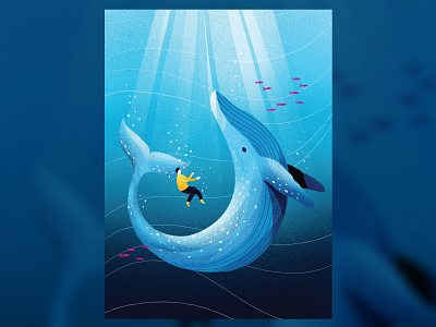 Jonah and the Whale book cover illustration ocean whale