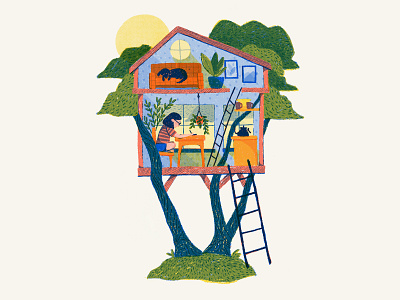 Treehouse building illustration treehouse