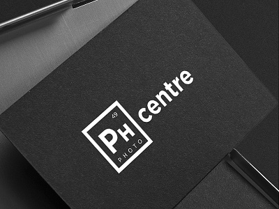 PH Centre logo black and white block business card letters logo periodic table simple square