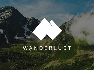 Wanderlust app logo app hike logo minimal mountain symbol travel type wanderlust