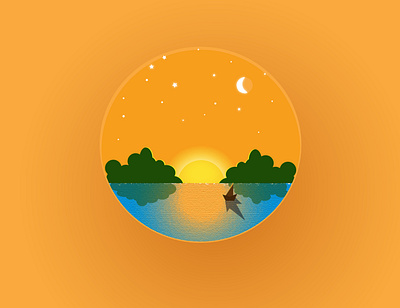 SUNSET flatillustration illustration illustration art illustrator orange sky sun sunset