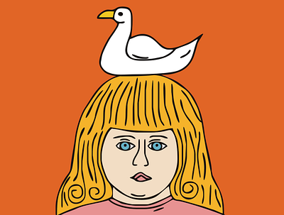 A girl and her duck design duck girl illustration portrait vector