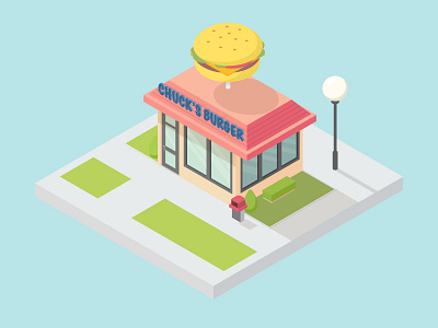 Burger bar building illustration isometric