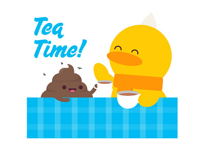 Tea time character duck illustration