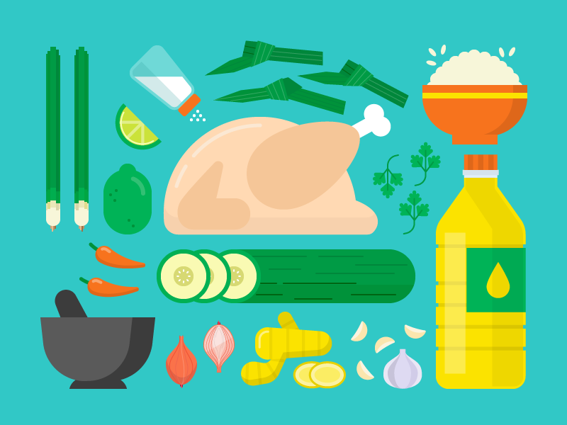 Hainanese Chicken Rice rice chicken illustration recipe food