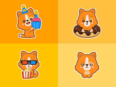 Renji stickers appstore cat character design imessage ios orange stickers