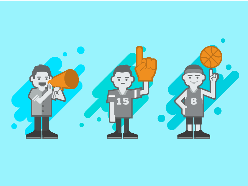 Baller characters graphic empty state mobile basketball sport app characters character design illustration
