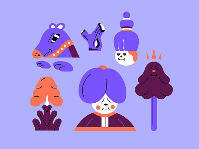 Characters bold colorful cute happy illustration vector