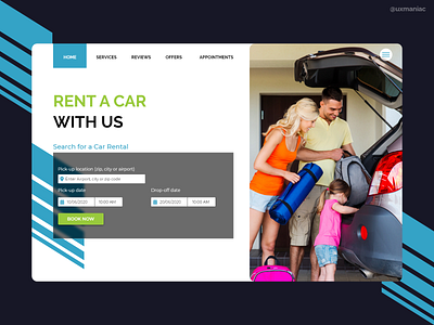 Car rental web design concept