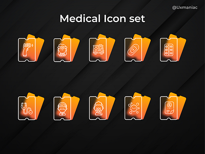 Medical icon set branding design figma freebie frost glassmorphism icon icon pack icon set iconography icons medical ui uidesign ux