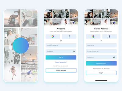 Mobile app concept for E-learning app app design best concept cool dailyui design e learning earn elegant learn learning app login minimal signup tiktok udemy ui uidesign ux