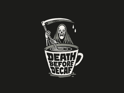 Death before Decaf coffee comic death decaf handlettering horror illustration typography