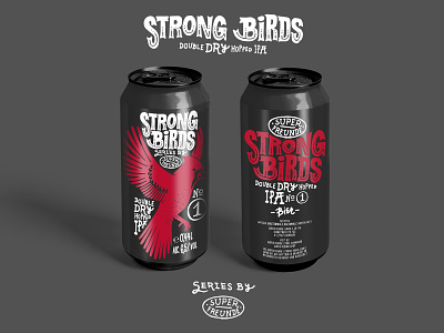 Superfreunde Strong Birds beer beercan doodle illustration label lettering sketch superfreunde typography vintage