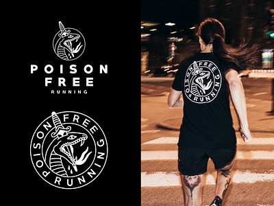 Poison Free Running batch illustration logo running willpower