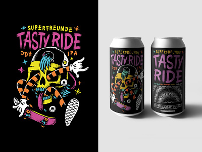 SUPERFREUNDE TASTY RIDE illustration skateboard skull superfreunde