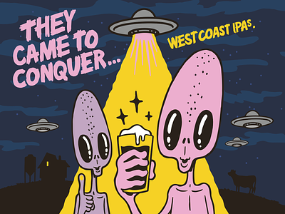 THEY CAME TO CONQUER... alien beer illustration label superfreunde