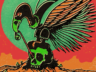 vulture 40s albumcover desert fresh illustration psychedelic rocknroll skull summer vintage vulture