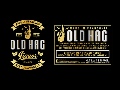 old hag liquor brand branding cheers classy design illustration label liquor logo tag tally vintage