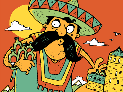 giant mexican beer thief cover drawing illustration sketch