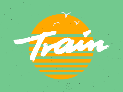 train illustration sunset typo typography