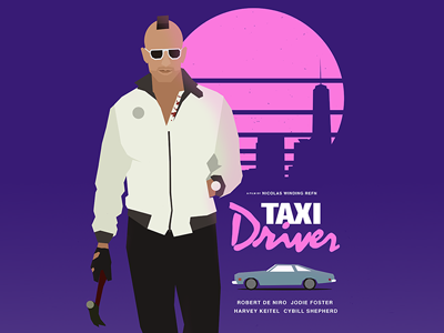 taxi driver 80s illustration movie taxi driver