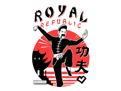 kung fu! asia drawing illustration kung fu royal republic sketch sunset