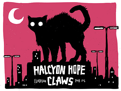 black cat cat fresh horror illustration midnight outdoor poster rock skyline tourposter