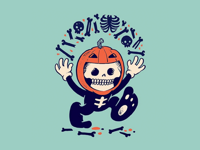 halloween boy bones drawing halloween horror illustration pumpkin sketch skull