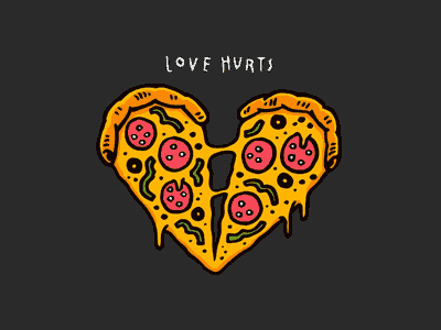 love hurts doodle drawing fresh fun illustration love hurts pizza sketch