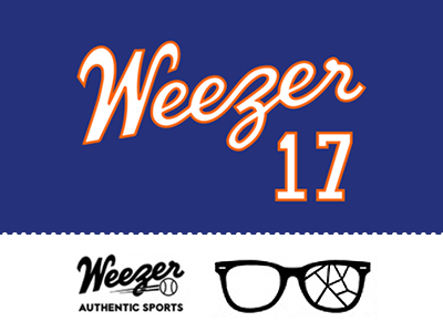Weezer Authentic Sports lettering typography fresh baseball new york mets buddy holly jersey weezer sports illustration