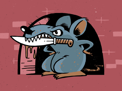 ratty to fight cartoon doodle drawing illustration rat sketch vintage