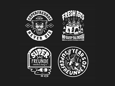 Superfreunde never die! badge craftbeer icon illustration logo superfreunde