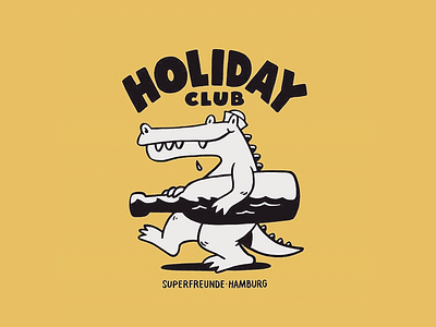 Holiday Club beer croc crocodile doodle drawing illustration sketch superfreunde