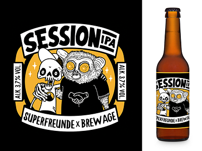 Superfreunde Session IPA Label badge beer craftbeer doodle drawing illustration sketch