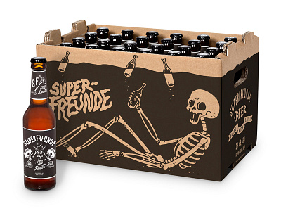 Cardboard Beer Crate for Superfreunde beer craftbeer illustration superfreunde