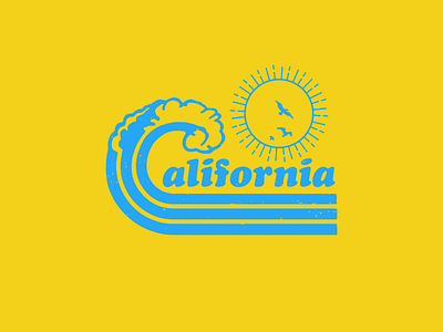 Wavifornia beach california logo patch sunset