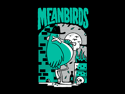 Meanbirds design doodle drawing fresh horror illustration logo sketch typography vintage