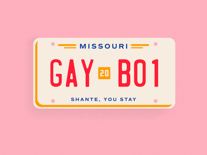 Gay Plate automotive cars design gay illustration kansas city lgbt license plate missouri pink red rupaul texture typography vector weekly warm up