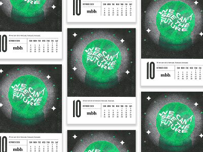 2020 Vision Calendar - October 2020 calendar calendar design crystal ball design gradient green illustration kansas city october risograph risoprint spooky vector