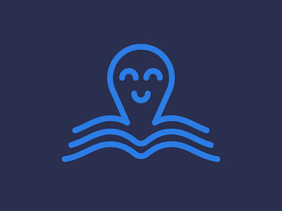 Book Squid blue book branding design kansas city logo ocean reading squid vector