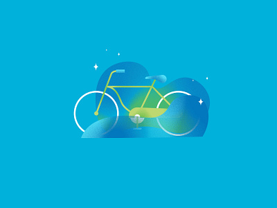 Shiny New Bike bicycle bike blue design gradient grain illustration sparkle vector velo