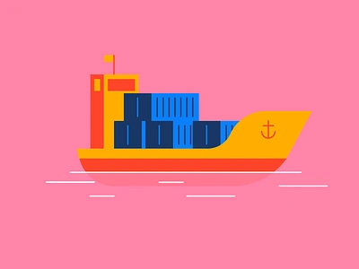 Inktober - Vessel cargoship containers design illustration inktober inktober2021 ocean pink ship vector vessel