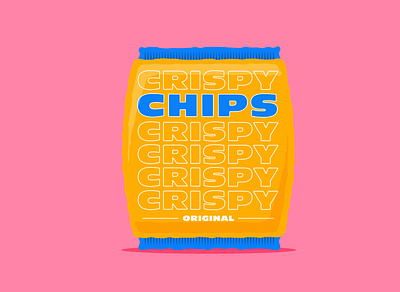 Inktober - Crispy bag chips crispy design illustration inktober inktober 2021 pink potato chips vector