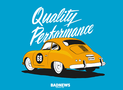 Badnews Supply - Quality Performance badnews supply design illustration minneapolis minnesota motorsport performance porsche sportscar typography vector vintage