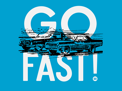 Go Fast! badnews classic car design illustration motorsport race car racing typography vector vintage