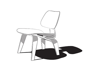 Eames LCW black and white eames hatching kansas city lcw linear midcentry vector
